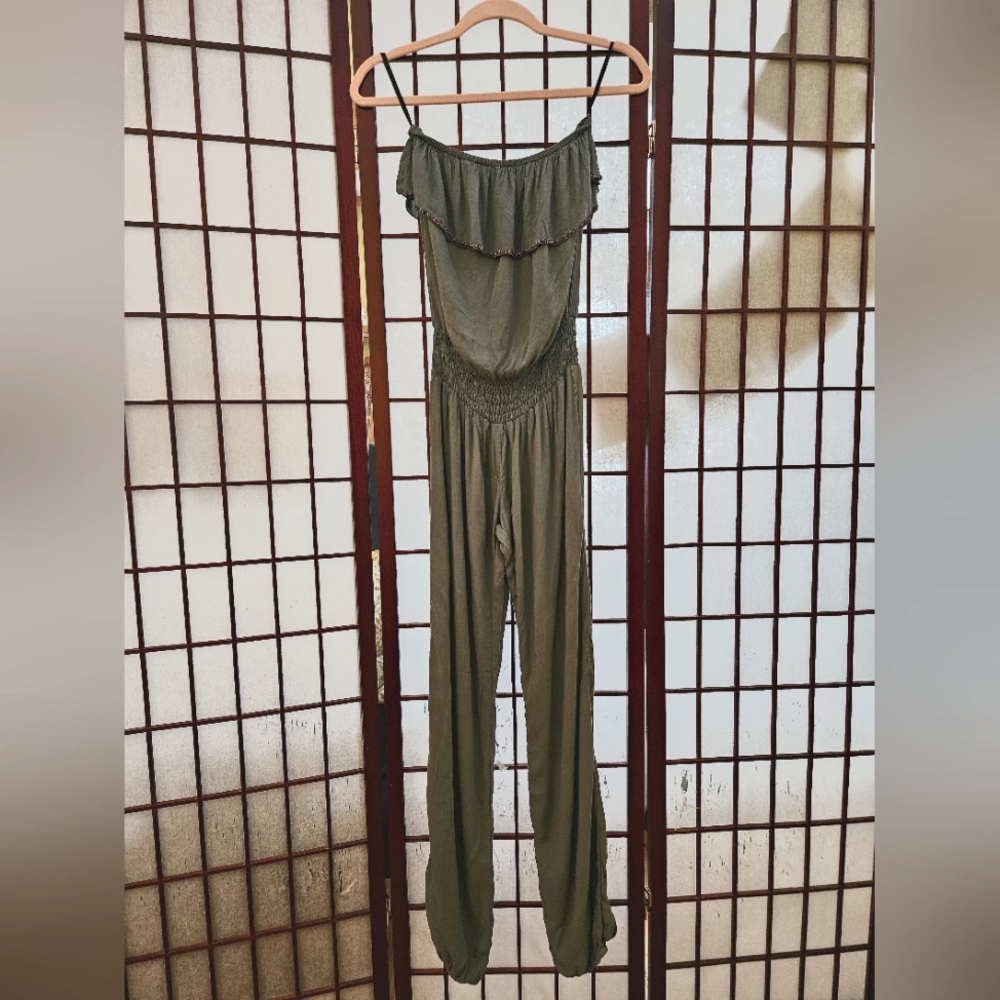 Strapless Jumpsuit with Beading